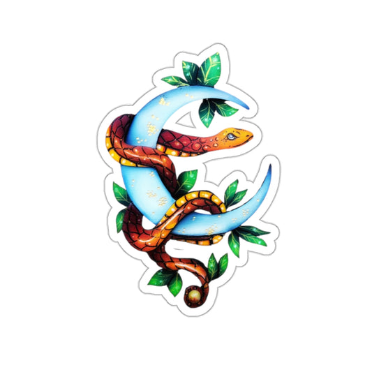 Orange Snake and Moon Sticker