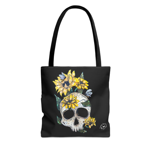 Sunflower Skull Tote Bag