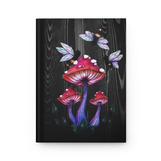 Mushroom with Bees Hardcover Journal