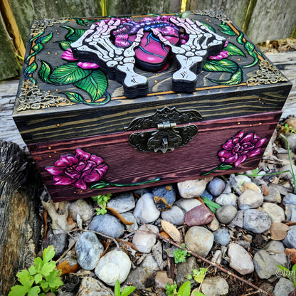 Skeleton Hands & Heart Hidden Key Box Made to Order