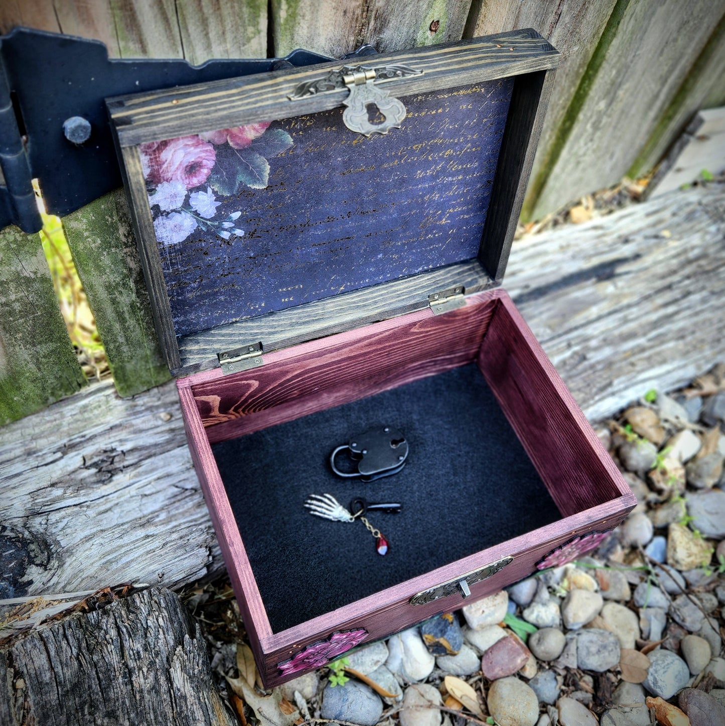 Skeleton Hands & Heart Hidden Key Box Made to Order