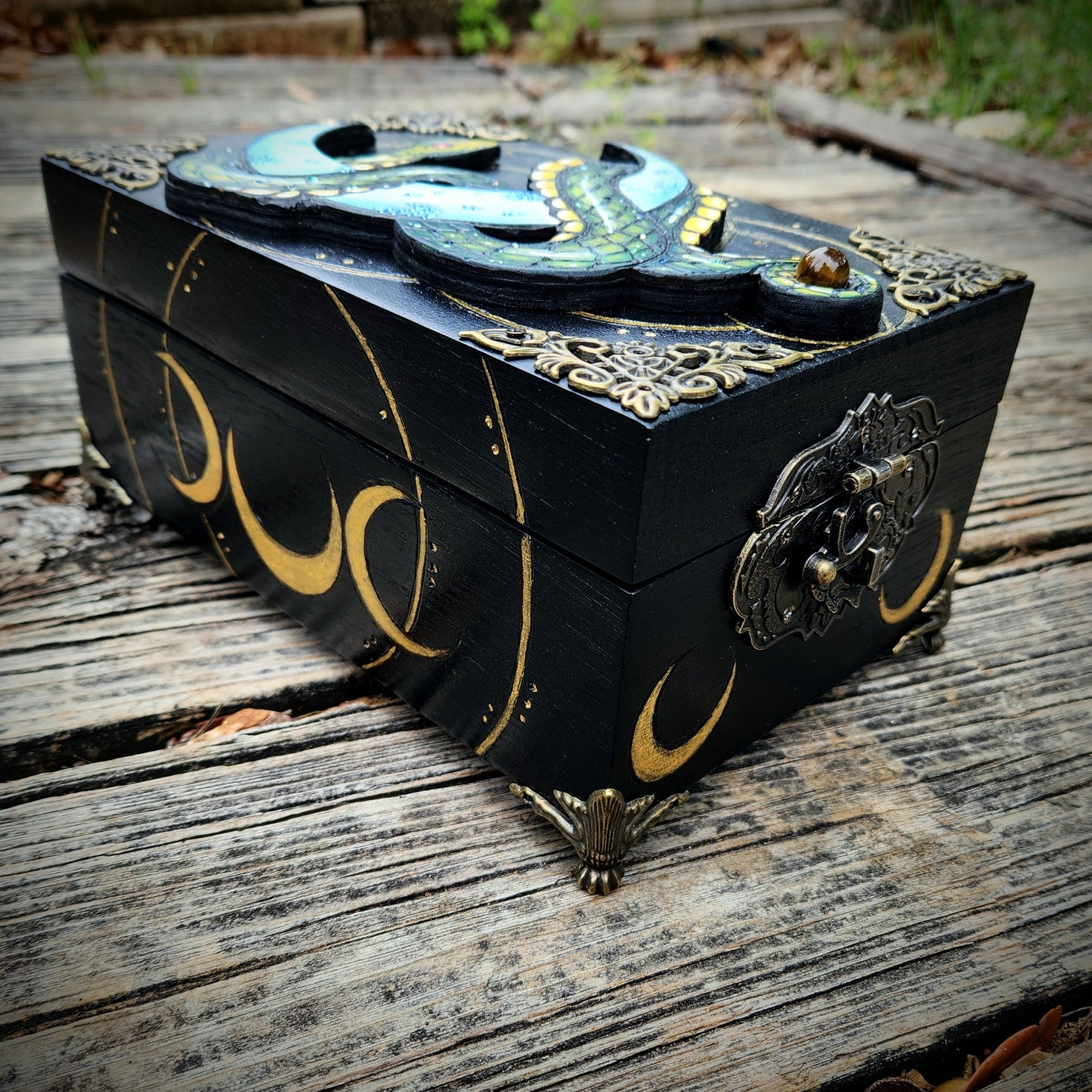 Green Snake and Moon Hidden Key Box