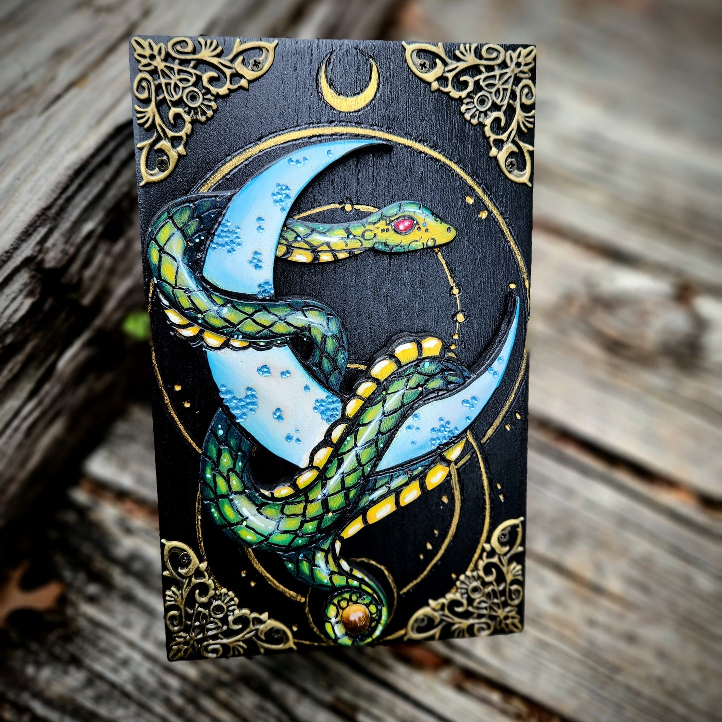 Green Snake and Moon Hidden Key Box