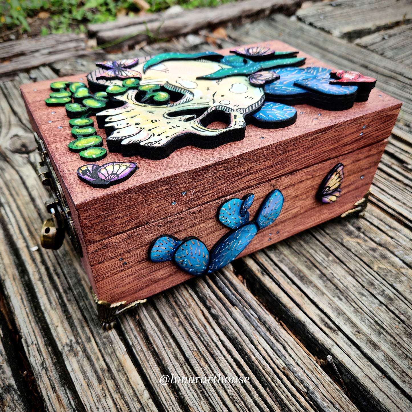 Cactus Skull Hidden Key Box Made to Order