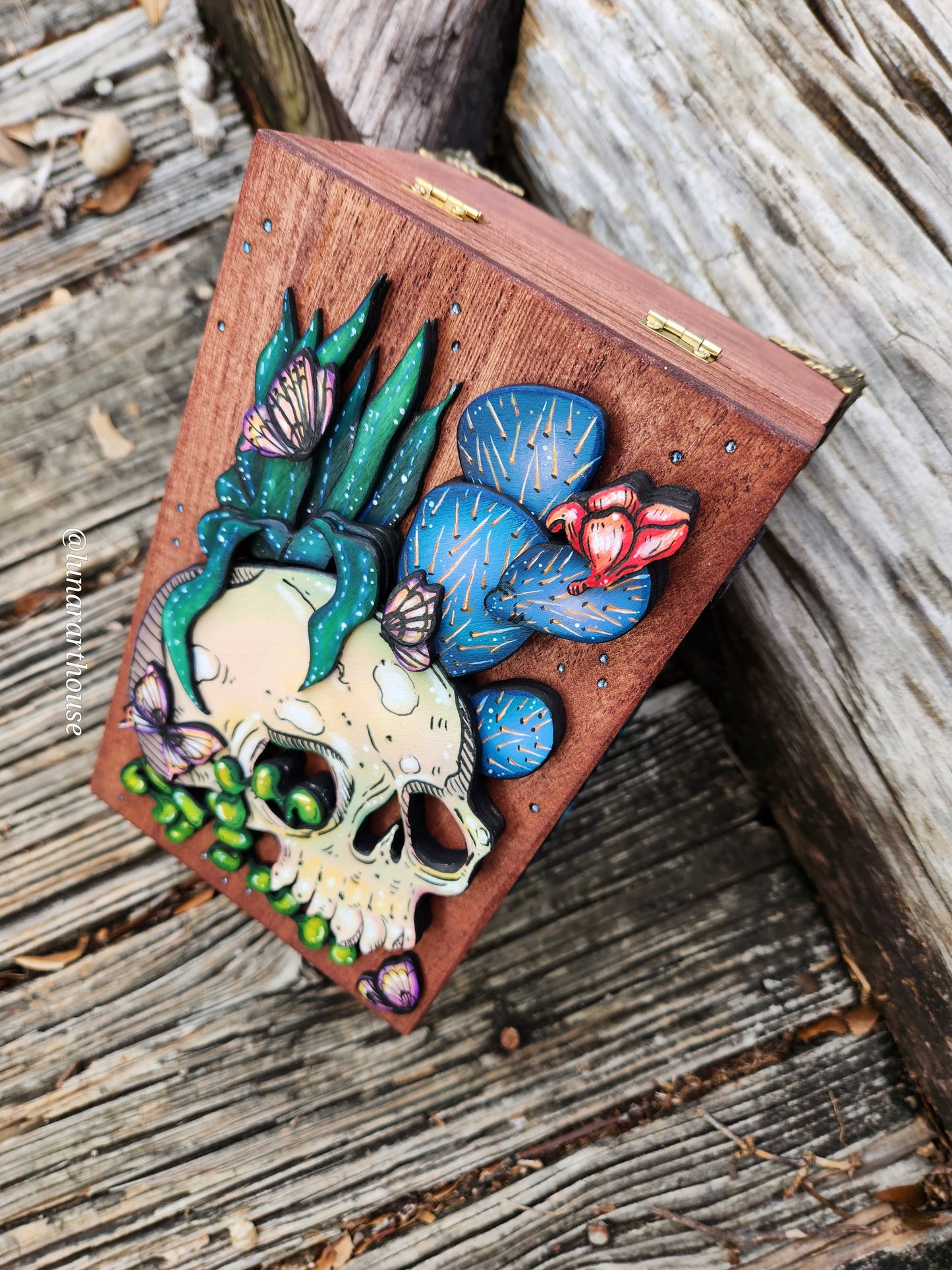 Cactus Skull Hidden Key Box Made to Order