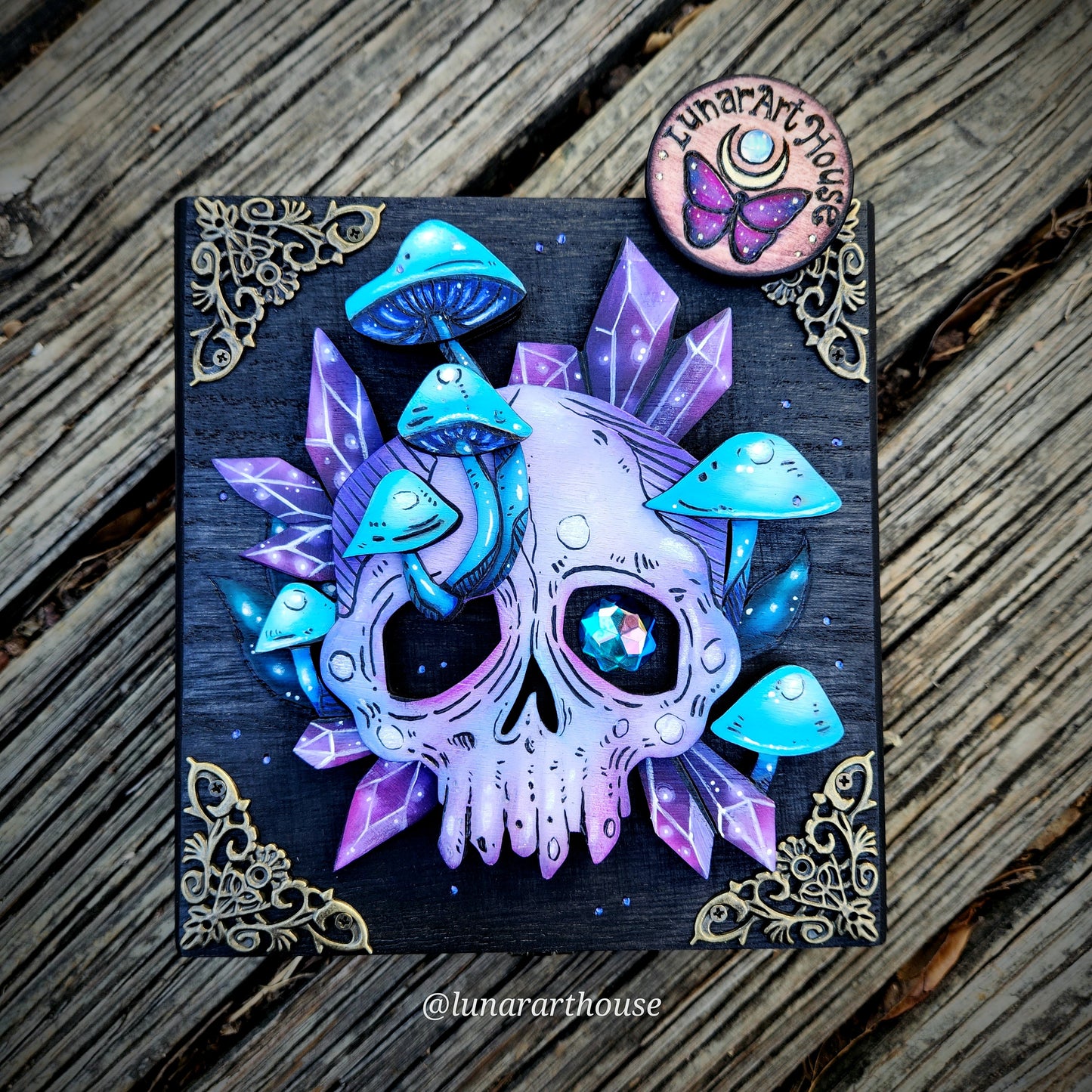 Crystal Mushroom Skull Hidden Key Box