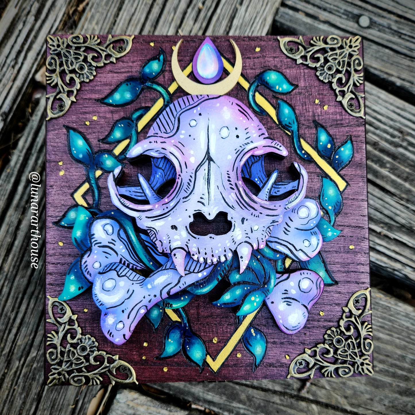 Cat Skull Hidden Key Box Made to Order