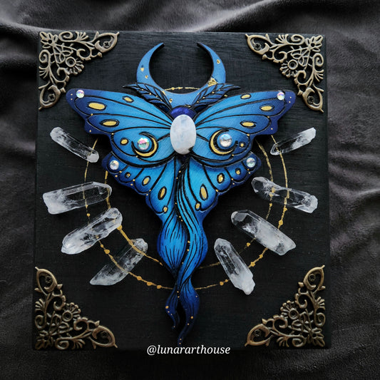 Blue Quartz Luna Moth Hidden Key Box Made to Order