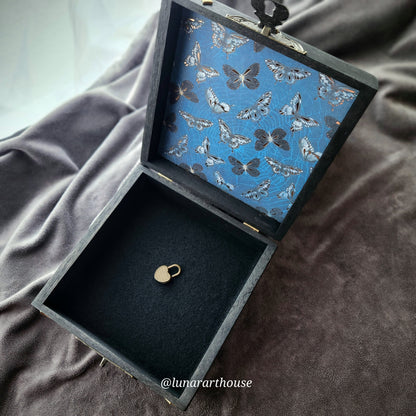 Blue Quartz Luna Moth Hidden Key Box Made to Order