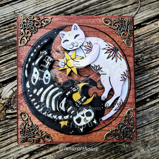 Yin Yang Cats Hidden Key Box