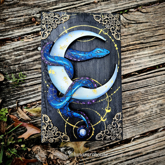 Blue Snake and Moon Hidden Key Box Made to Order