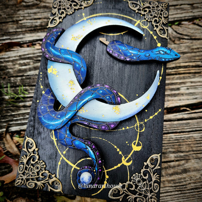 Blue Snake and Moon Hidden Key Box Made to Order