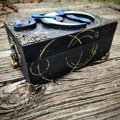 Blue Snake and Moon Hidden Key Box Made to Order