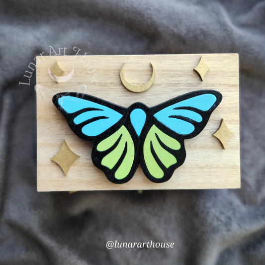 Moth Mini Blue+Green Hidden Key Box