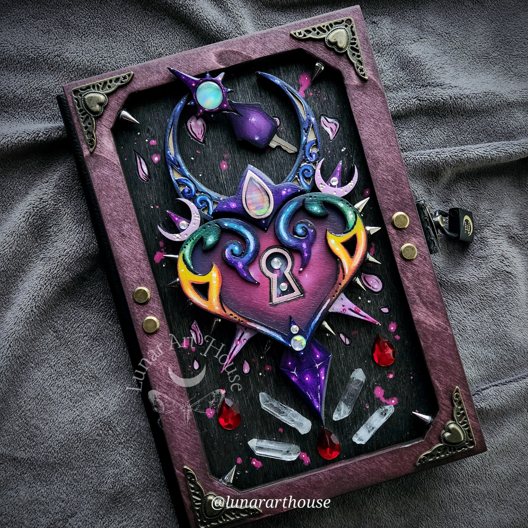 Spikey Rainbow Heart Hidden Key Journal