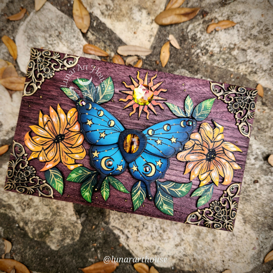 Sunflower Butterfly Hidden Key Box