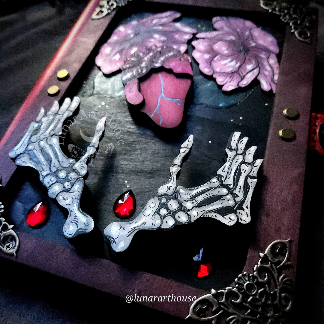 Skelly Hands and Heart Hidden Key Journal