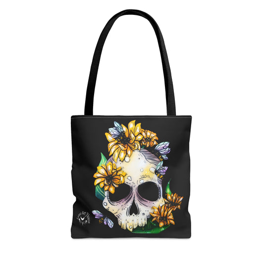 Sunflower Skull Tote Bag