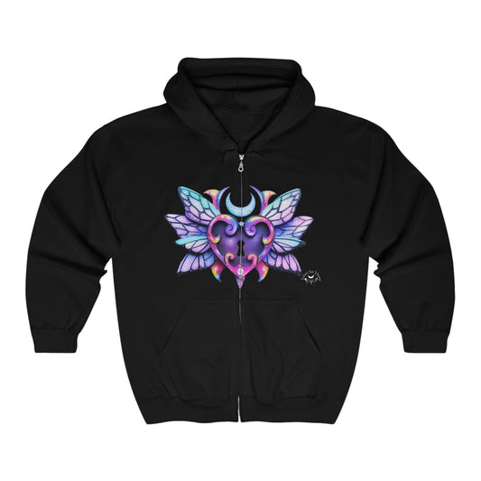 Butterfly Heart Lock Zip Up Sweatshirt