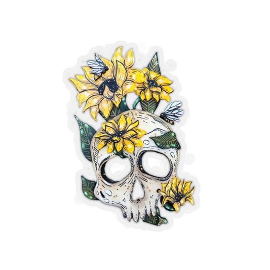 Sunflower Skull Sticker