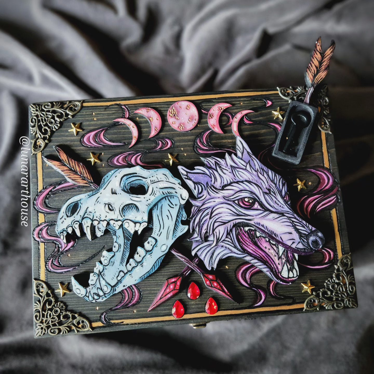 Blood Moon Wolf Hidden Key Box Made to Order