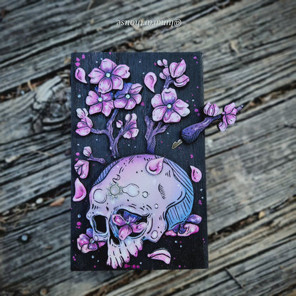 Cherry Blossom Skull Hidden Key Box