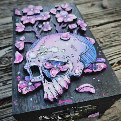 Cherry Blossom Skull Hidden Key Box