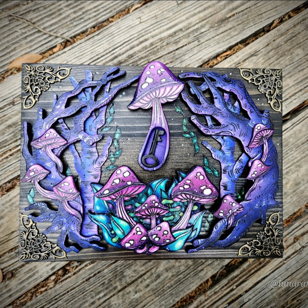 Mushroom Forest Hidden Key Box Made to Order