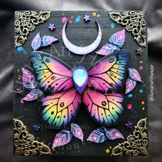 Rainbow Butterfly Hidden Key Box