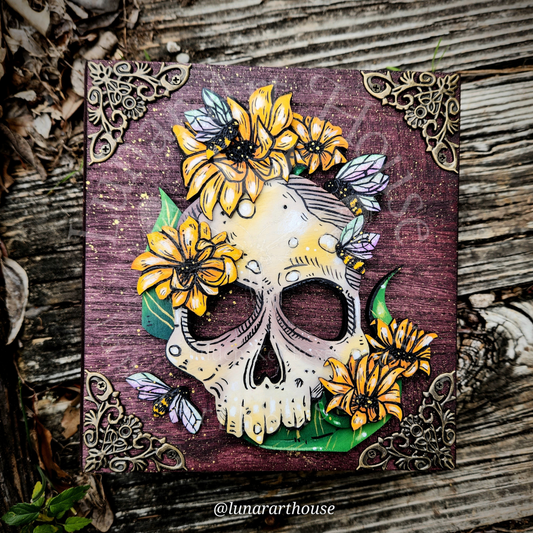 Sunflower Skull Hidden Key Box Made to Order