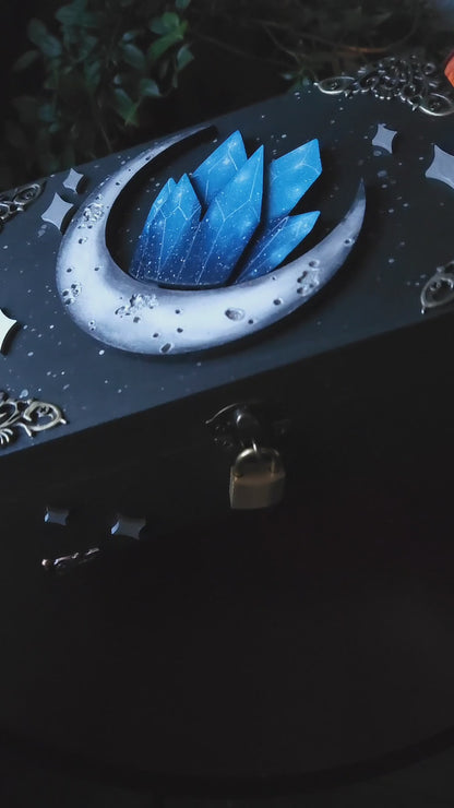 Blue Sapphire Crystal Moon Hidden Key Box