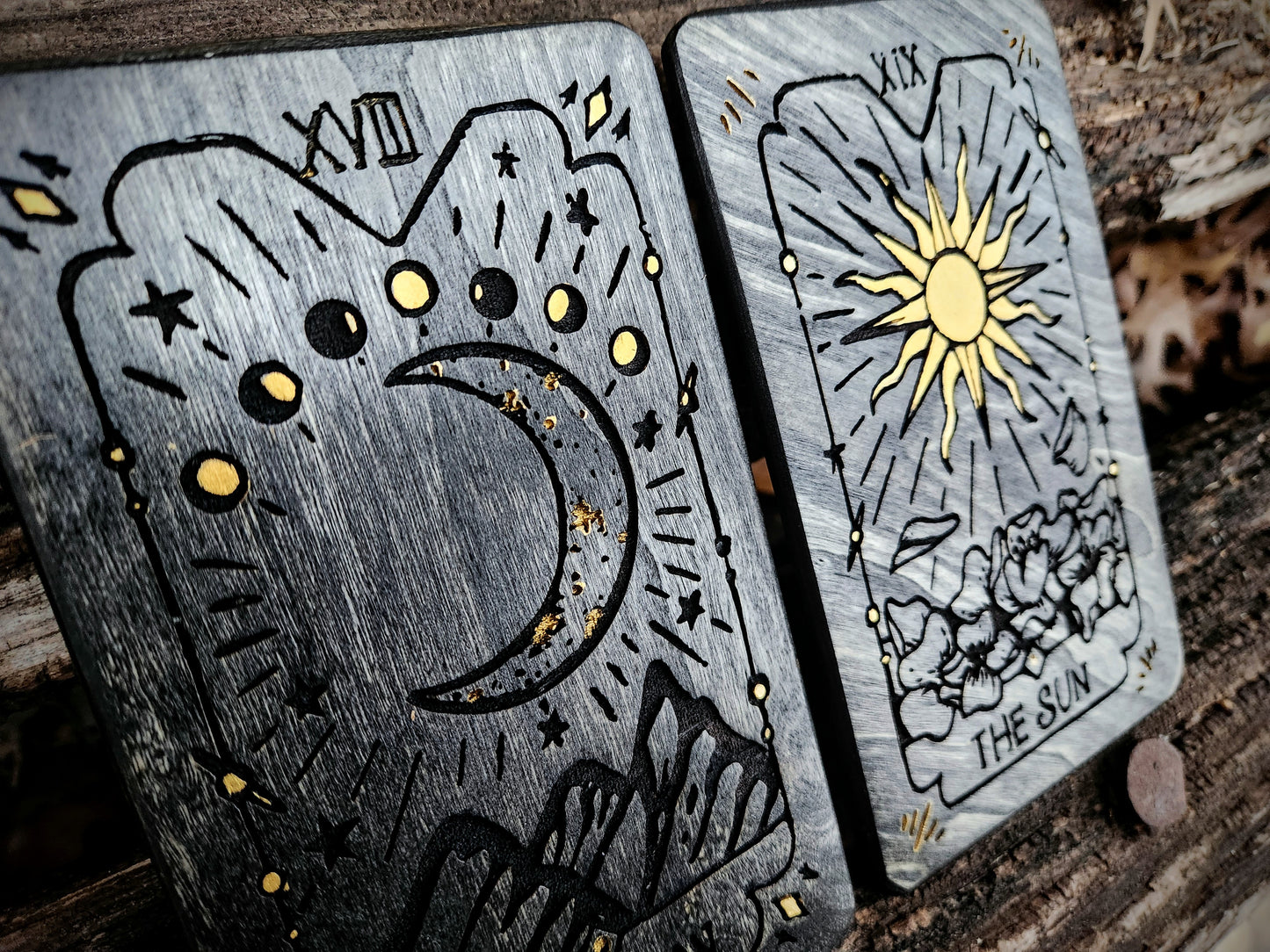 Sun and Moon Tarot Card Plaques