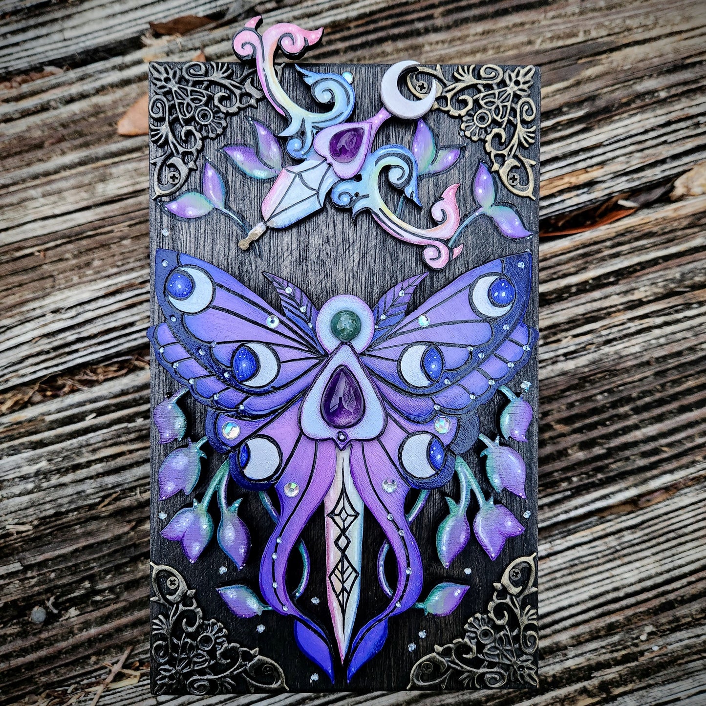 Amethyst Jade Moth Hidden Key Box Made to Order